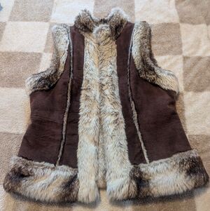 Suede Faux Fur Vest Size Medium